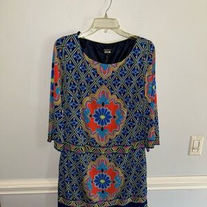 Laundry By Shelli Segal Multicolor Geometric Midi Dress